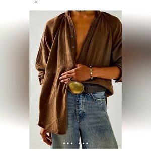 🤎NWT! FREE PEOPLE Oversized Summer Daydream Button-down Shirt 🤎 We The Free